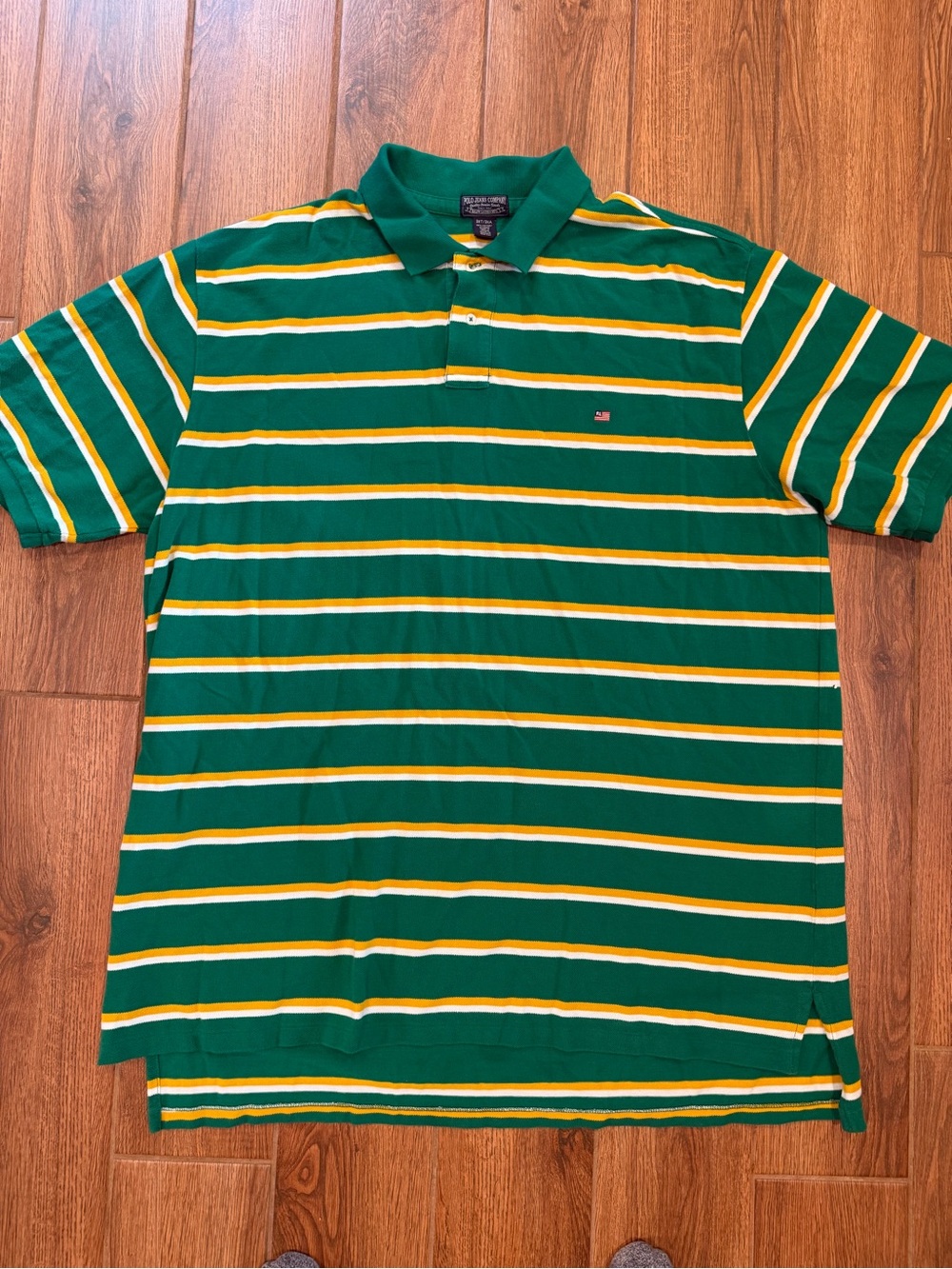 Vintage Ralph Lauren Polo jeans co Green Striped Polo Shirt / men’s 3XLT
